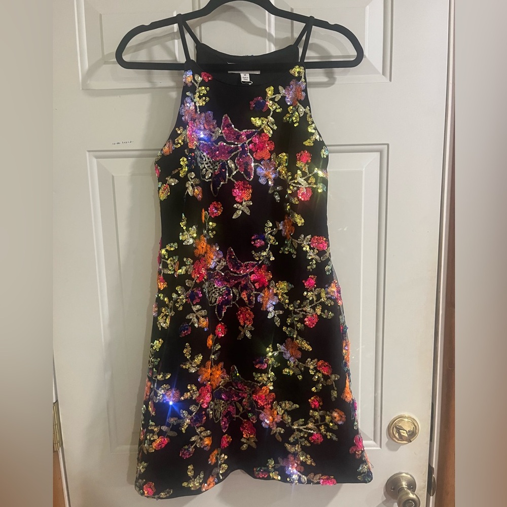She + Sky Floral Dress - Black and Multicolor